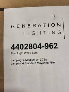 lot 47RC image: Generation Lighting Four Light Wall Bath Fixture Model 4402804-962