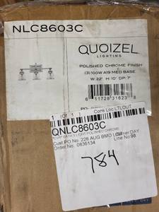 lot 48RC image: Quoizel Polished Chrome 3-Light Bath Vanity Fixture NLC8603C