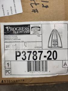 lot 51RC image: Progress Lighting P3787-20 Antique Bronze Hanging Lantern