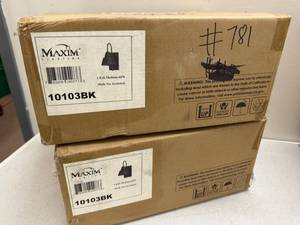lot 78RC image: Lot of 2 Maxim Lighting Outdoor Lanterns Model 10103BK