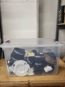 lot 13RC image: Large Bin of Assorted PVC and Rubber Plumbing Fittings