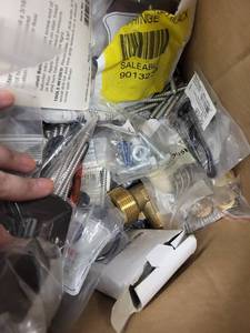 lot 24RC image: Box of Assorted Hardware and Plumbing Parts