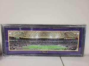 lot 39S image: Framed Minnesota Vikings Metrodome Panoramic Photo 1982-2013