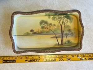lot 3C image: Hand Painted Nippon Porcelain Tray with Landscape Design