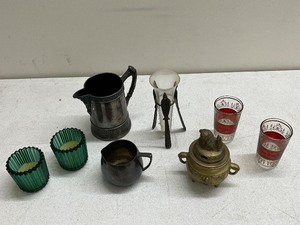 lot 58C image: Mixed Lot of Vintage Metalware and Glassware Including Silver and Brass Pieces