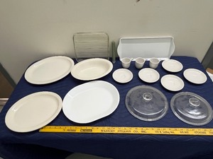 lot 115C image: Mixed Collection of Restaurant China Dinnerware - Fiesta, Corelle, Buffalo China, Glass Lids