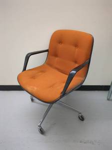 lot 4E image: Vintage Steelcase Office Chair with Orange Upholstery