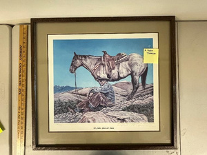 lot 4U image: Radnor Johnson Western Art Print Old Lobo, Down and Done