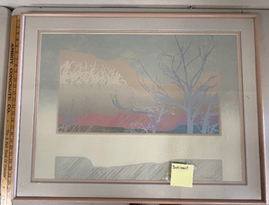 lot 6U image: Framed Art Print with Pastel Landscape Scenic, Signed Sullivan