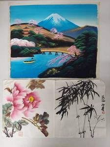 lot 16U image: Set of 3 Japanese Art Paintings & Prints with Scenic and Floral Designs