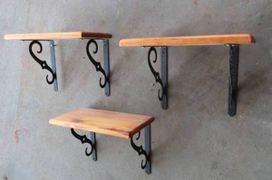 lot 22 image: 3 WOODEN SHELVES