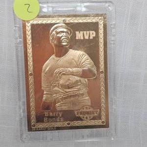 lot 2 image: Barry Bonds 22kt Gold Pro Mint Baseball Card