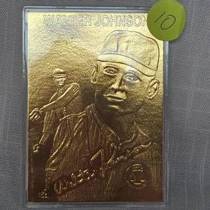 lot 10 image: Walter Johnson 22Kt Gold Performance Series Card