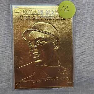 lot 12 image: 1996 Willy Mays 22Kt Gold Performance Series Card