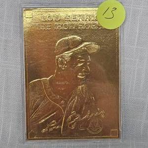 lot 13 image: 1996 Lou Gehrig 22Kt Gold Performance Series Card