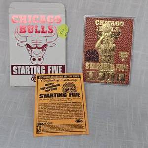 lot 22 image: 1998  23Kt Chicago Bulles Starting Five Card