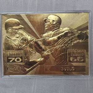 lot 31 image: 1998 McGwire and Sosa 23Kt Breaking History Card