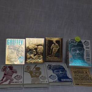 lot 34 image: 1997 Bleachers 23 Kt Ken Griffey Jr 3 Card Set