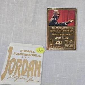 lot 35 image: UpperDeck 22Kt Michael Jordan Final Farewell Card