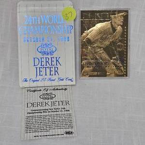 lot 37 image: 1998 Derek Jetter 23Kt 24th Championship125 Wins Card