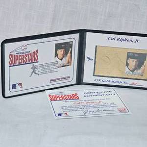 lot 45 image: Cal Ripken Jr-1995 First Day Issue Stamp and 23Kt Stamp 13272131