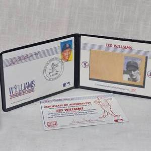 lot 46 image: Ted Williams 1989 First Day Issue Stamp and 23Kt Stamp #142