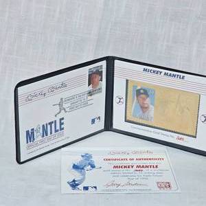 lot 47 image: Mickey Mantle 1987 First Day Issue Stamp and 23 Kt Stamp #1650