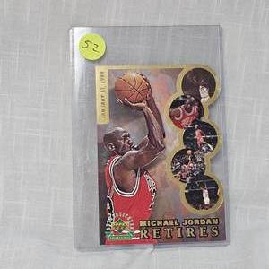 lot 52 image: Michael Jordan Retires Card, Jan 13, 1999