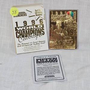 lot 58 image: 1996 World Champions Chicago Bulls 23 Kt Card