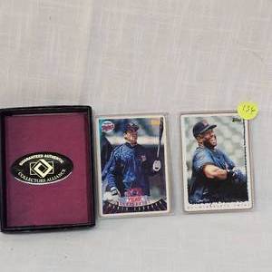 lot 136 image: Topps Kirby Puckett #1100 and Marty Cordova Topps Porcelain #AP of 100