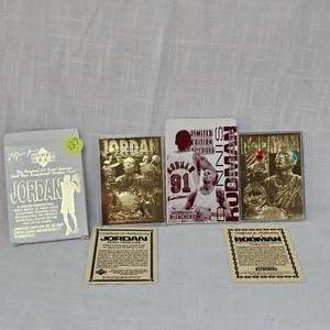 lot 137 image: Upper Deck 1995 23Kt Jordan and Bleachers 1996 23 Kt Rodman