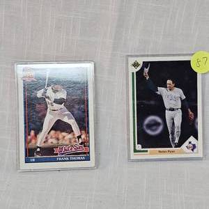 lot 87 image: 1991 UpperDeck Nolan Ryan, 1991 Topps Frank Thomas
