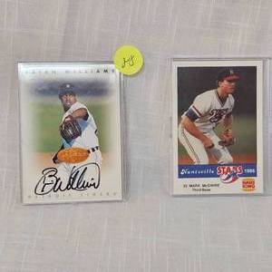 lot 88 image: 1996 Leaf Brian Williams Signature Series Auto Bronze and 1986 Mark McGwire Huntsville Stars