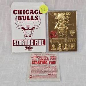 lot 93 image: 1997 Chicago Bulls Starting Five 23Kt Card