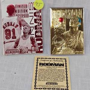 lot 95 image: 95-96 Bleachers Rodman, 72 Wins Season, 23Kt Card