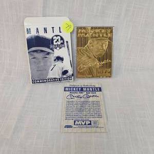 lot 79 image: 1996 Bleachers Mickey Mantle 23 Kt Card