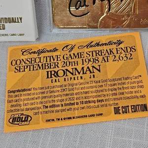lot 83 image: 1998 Bleachers 23 Kt Cal Ripken Jr Die Cut