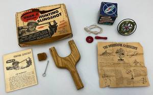 lot 60 image: Vintage Wham-O Hunting Slingshot In Original Box & Hurst Gyroscope In Original Box