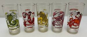 lot 69 image: 1970s Arbys Astrology Zodiac Glasses