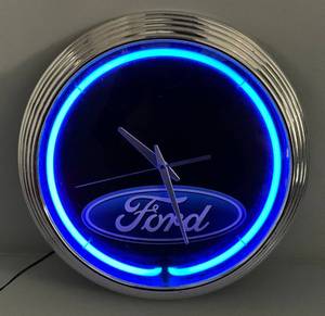 lot 117 image: Vintage 15 Neon Light Up Ford Wall Clock