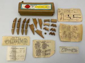 lot 121 image: Vintage Interplanetary Wood Puzzle Set In Original Box