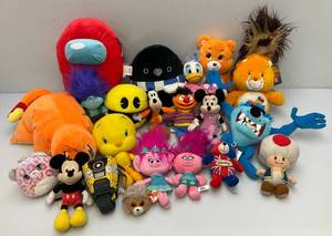 lot 136 image: Misc. Collectible Plush Toys Including Pokemon, Care bears, Disney & More (Some New With Tags)