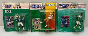 lot 140 image: 1990s Collectible Starting Lineup Football Figures Including Jerry Rice, Keyshawn Johnson & Mark Brunell (New Old Stock) Packaging Has Shelf Wear