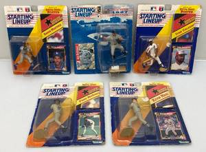 lot 141 image: 1990s Collectible Starting Lineup Baseball  Figures Including Alex Rodriquez And More (New Old Stock) Packaging Has Shelf Wear