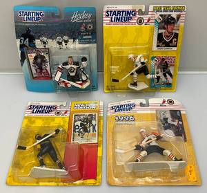 lot 145 image: 1990s Collectible Starting Lineup Hockey Figures Including Mario Lenieux And More (New Old Stock) Packaging Has Shelf Wear