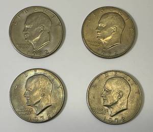 lot 3 image: 1972 No Mint Mark Eisenhower One Dollar Coins