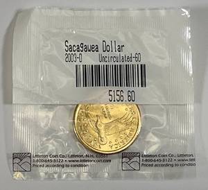 lot 4 image: 2003 D Sacagawea Native American Dollar (Factory Sealed Uncirculated-60)
