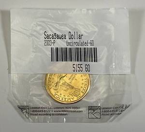 lot 8 image: 2003 P Sacagawea Native American Dollar (Factory Sealed Uncirculated-60)