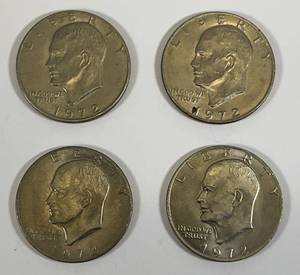 lot 9 image: 1972 No Mint Mark Eisenhower One Dollar Coins