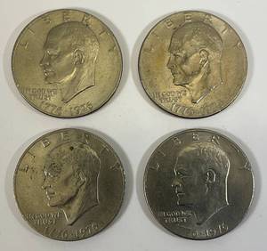 lot 18 image: 1776-1976 P No Mint Mark Bicentennial Eisenhower Liberty Bell Type 2 One Dollar Coins